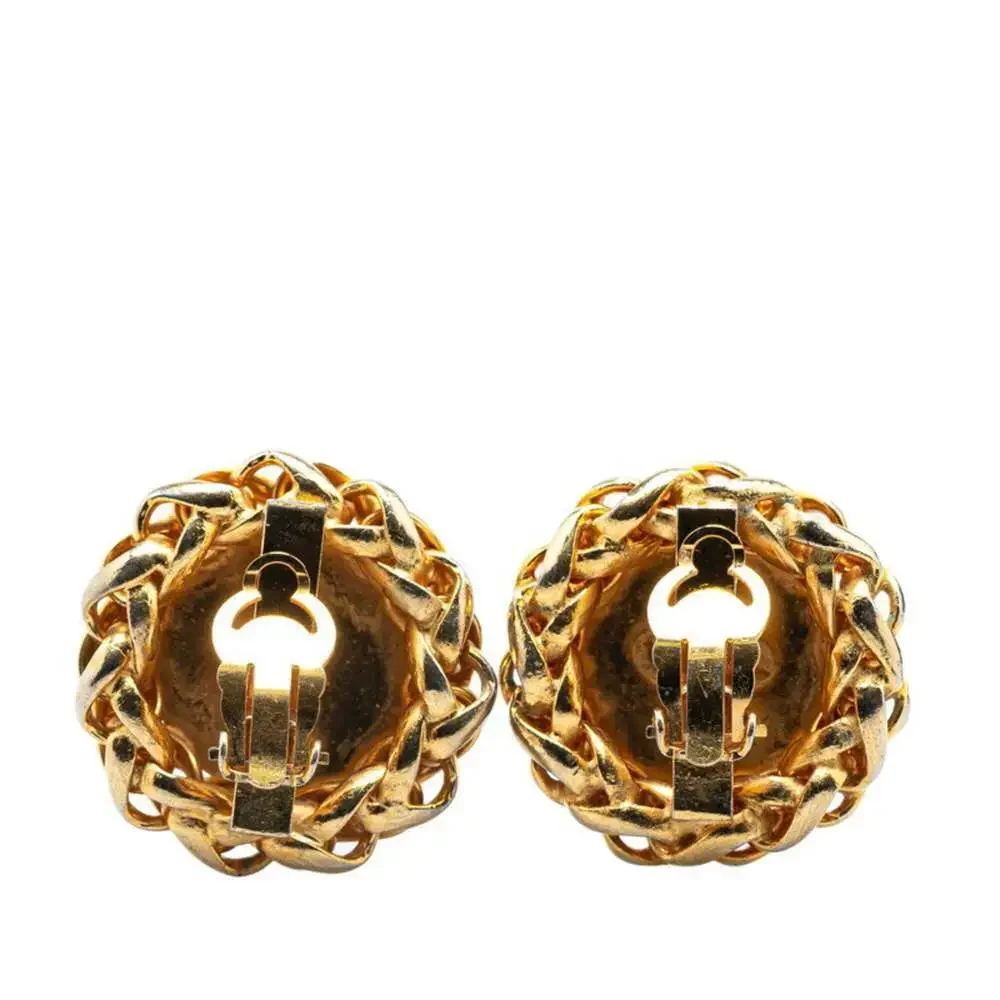CHANEL Gold Logo Earrings